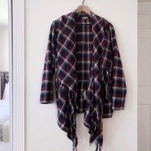 Mod-o-doc plaid asymmetrical open cardigan small